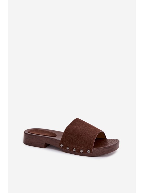 Women's Flat Buckle Sandals Chocolate Amelvessa