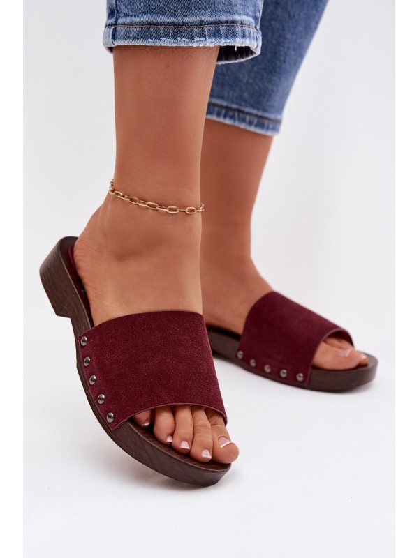 Women's Flat Buckle Sandals Bordeaux Amelvessa