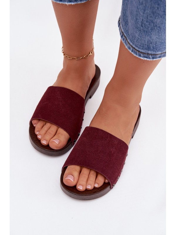 Women's Flat Buckle Sandals Bordeaux Amelvessa 2