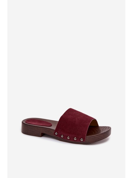 Women's Flat Buckle Sandals Bordeaux Amelvessa