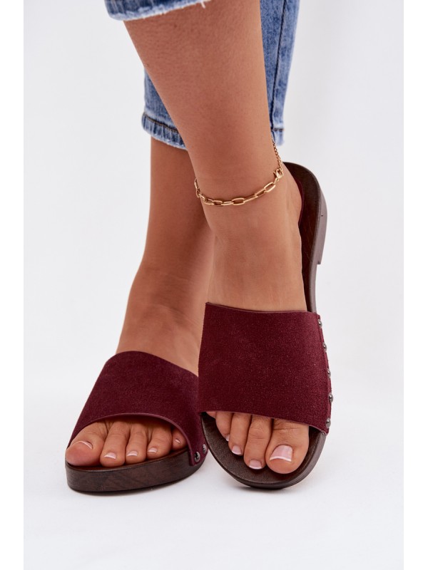 Women's Flat Buckle Sandals Bordeaux Amelvessa