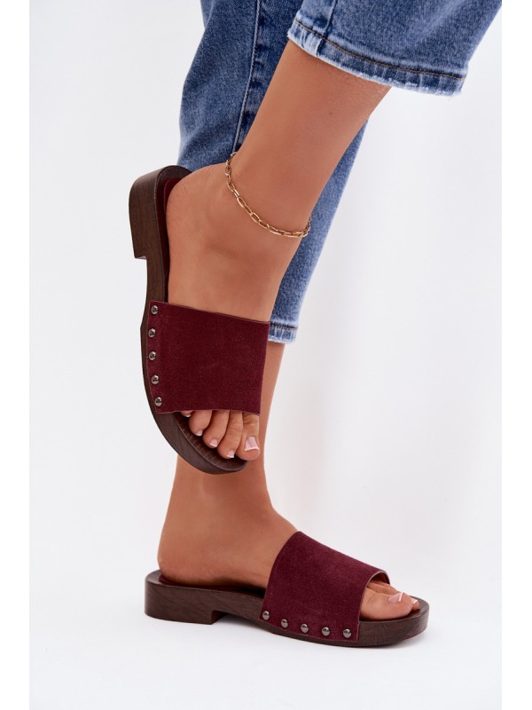 Women's Flat Buckle Sandals Bordeaux Amelvessa