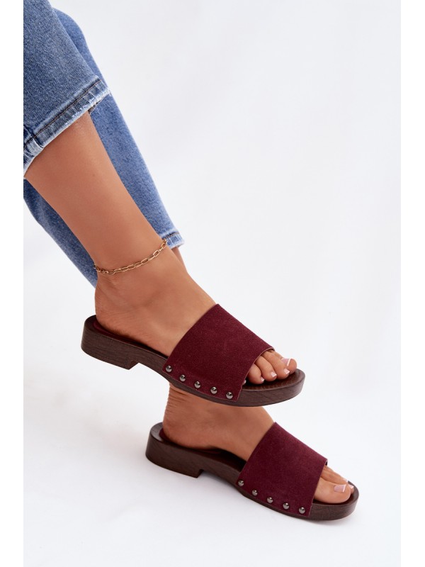 Women's Flat Buckle Sandals Bordeaux Amelvessa
