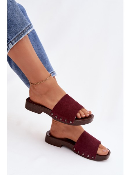 Women's Flat Buckle Sandals Bordeaux Amelvessa