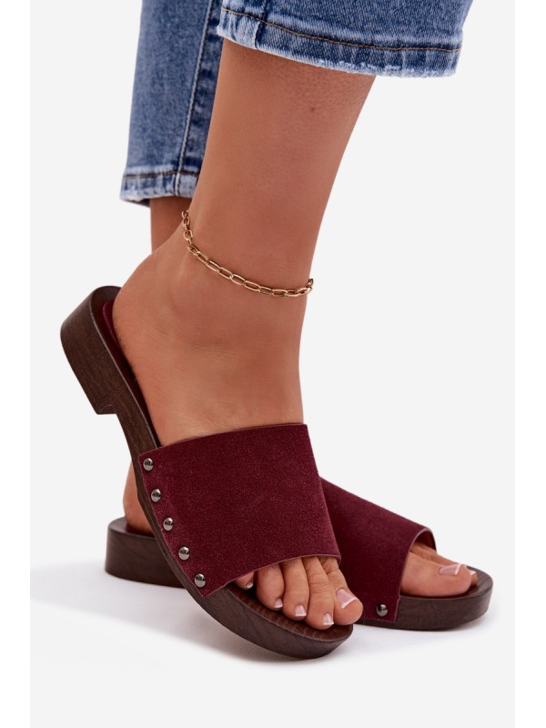 Women's Flat Buckle Sandals Bordeaux Amelvessa