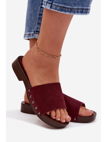 Women's Flat Buckle Sandals Bordeaux Amelvessa