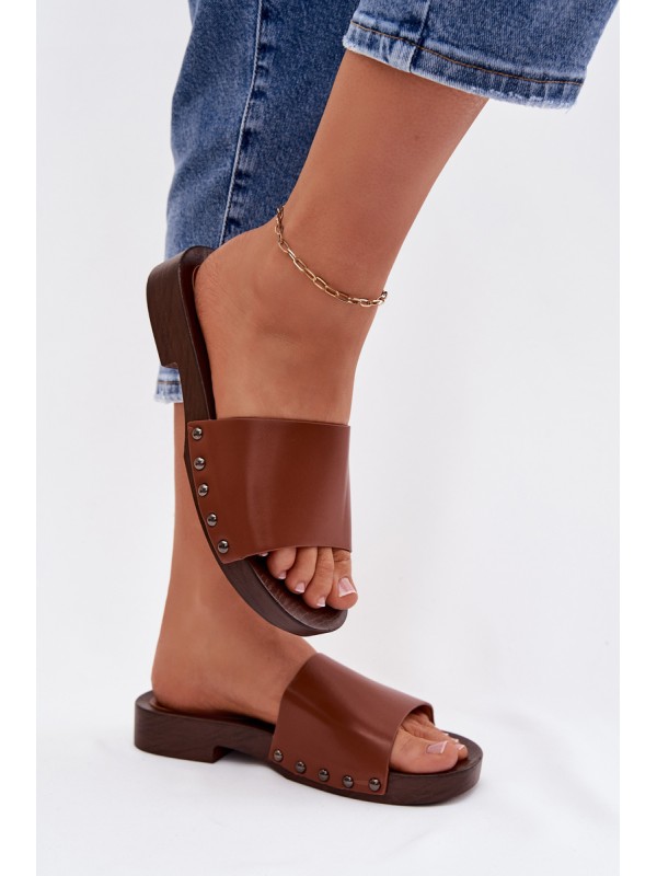 Women's Flat Buckle Sandals Camel Brinalle