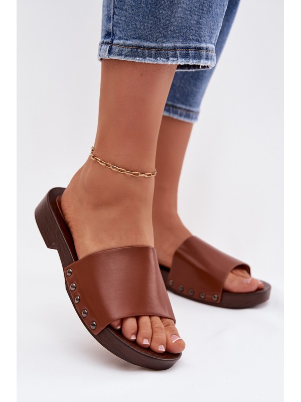 Women's Flat Buckle Sandals Camel Brinalle 2