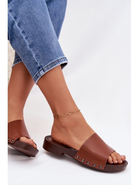 Women's Flat Buckle Sandals Camel Brinalle