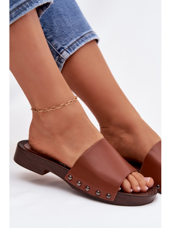 Women's Flat Buckle Sandals Camel Brinalle