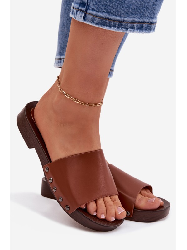 Women's Flat Buckle Sandals Camel Brinalle