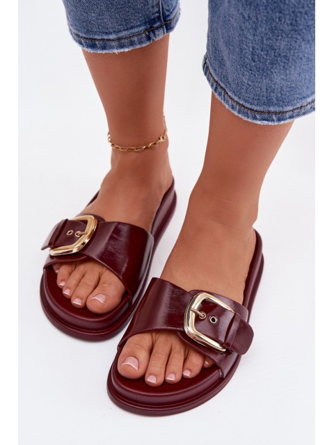 Women's Slip-Ons With Gold Buckle Bordeaux Rosivana 2