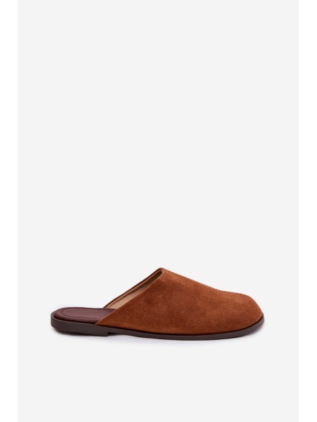 Women's Flat Eco Suede Camel Slides Veronelle