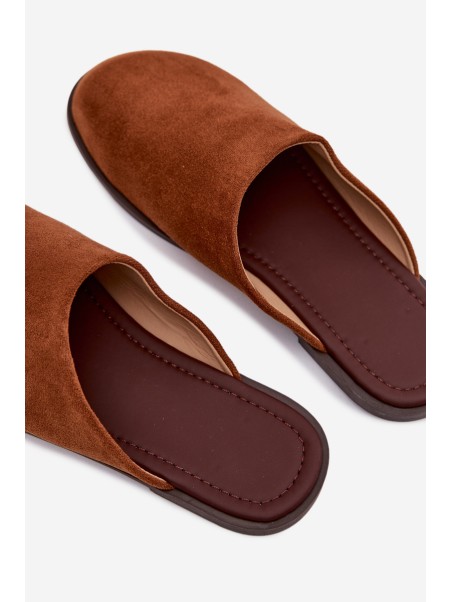Women's Flat Eco Suede Camel Slides Veronelle