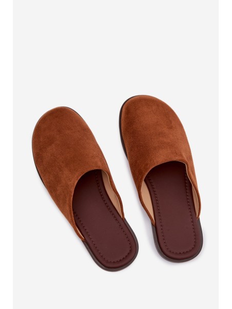 Women's Flat Eco Suede Camel Slides Veronelle