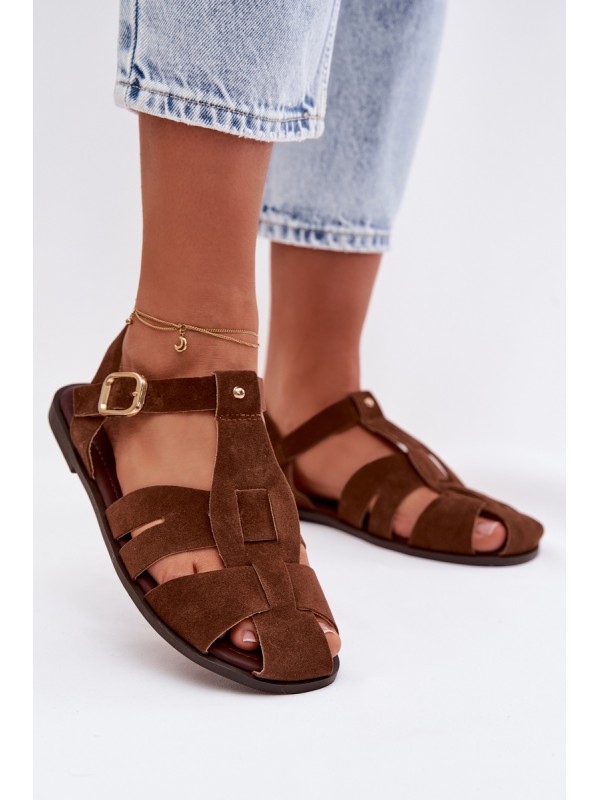 Women's Flat Brown Roman Sandals Belanessa
