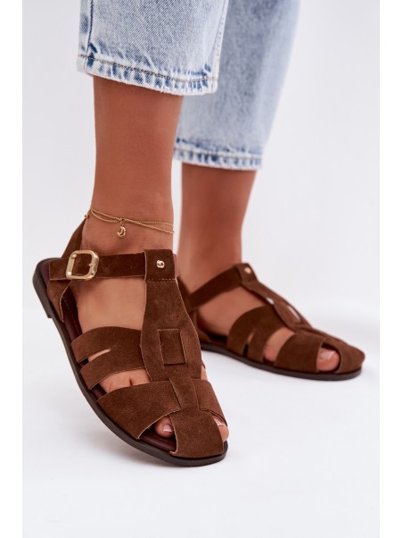 Women's Flat Brown Roman Sandals Belanessa