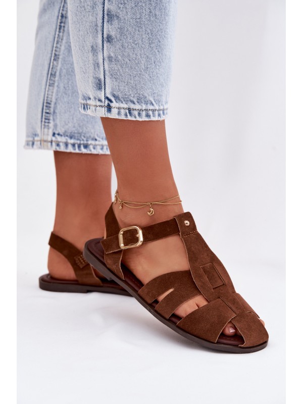 Women's Flat Brown Roman Sandals Belanessa