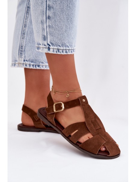 Women's Flat Brown Roman Sandals Belanessa