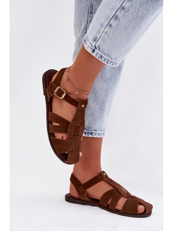 Women's Flat Brown Roman Sandals Belanessa