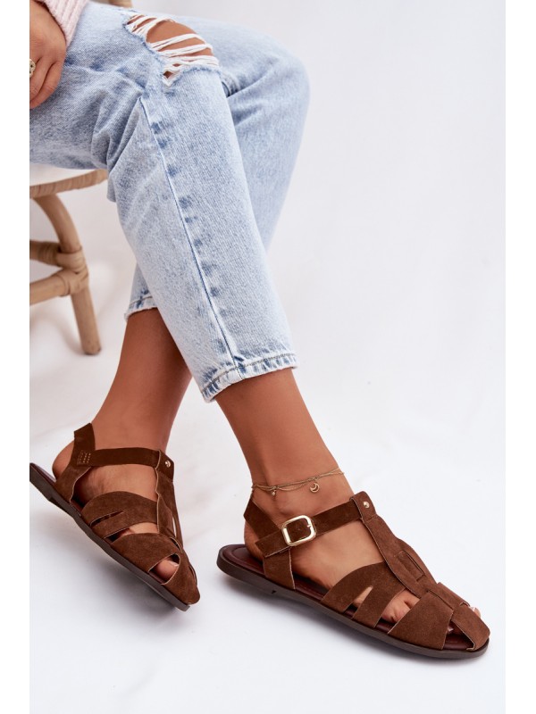 Women's Flat Brown Roman Sandals Belanessa