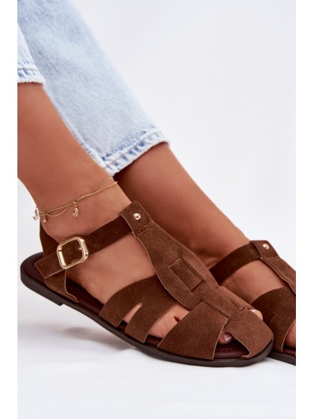 Women's Flat Brown Roman Sandals Belanessa