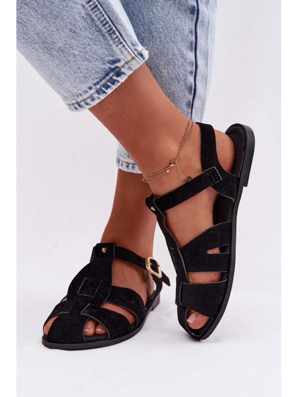 Women's Flat Black Roman Sandals Belanessa