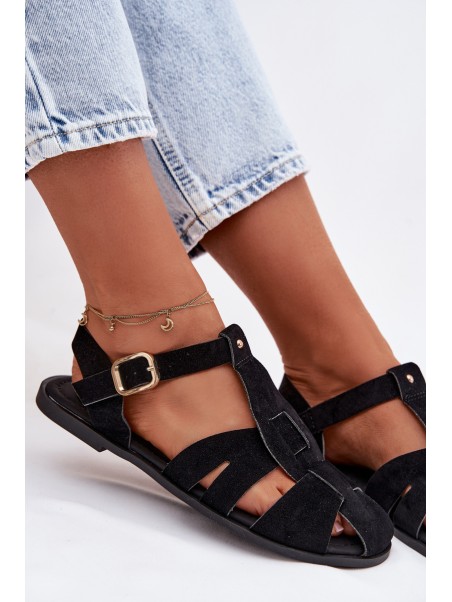 Women's Flat Black Roman Sandals Belanessa