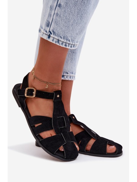 Women's Flat Black Roman Sandals Belanessa