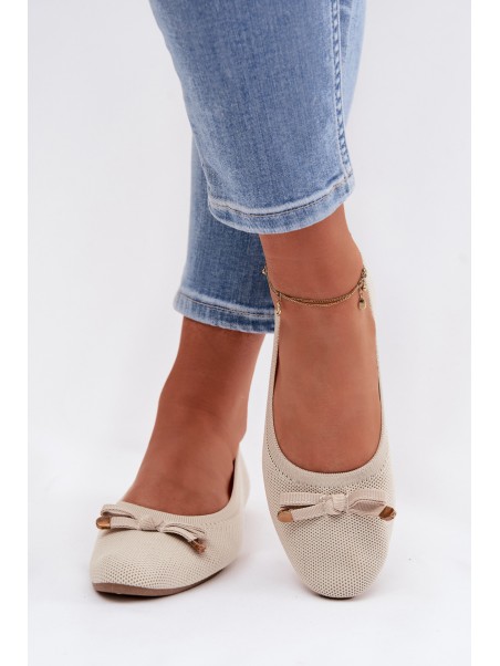 Beige Balerinas with Bow Amelivra