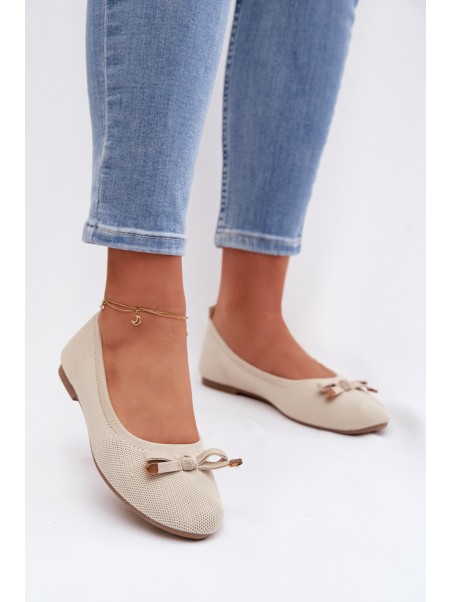 Beige Balerinas with Bow Amelivra