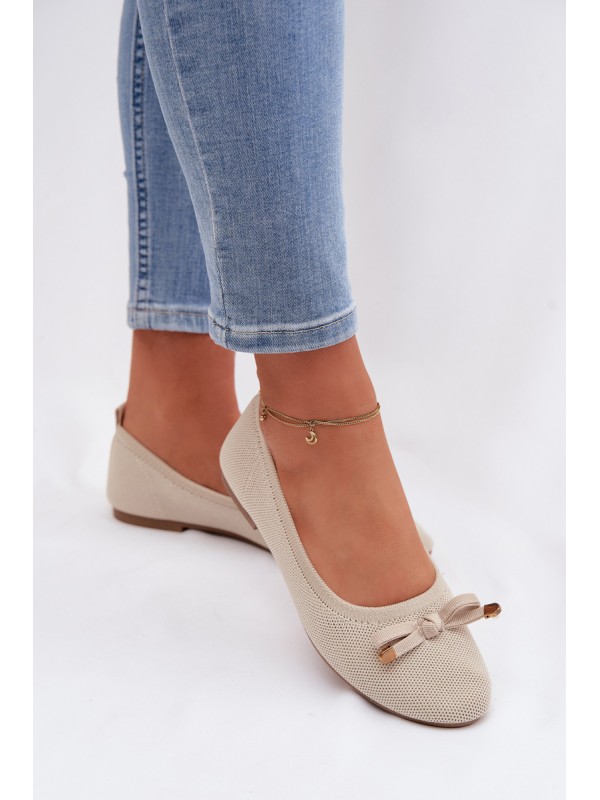 Beige Balerinas with Bow Amelivra
