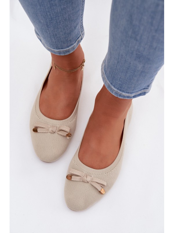 Beige Balerinas with Bow Amelivra