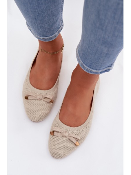 Beige Balerinas with Bow Amelivra