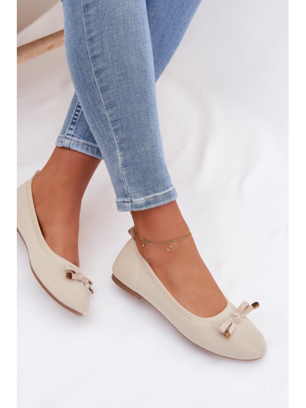 Beige Balerinas with Bow Amelivra