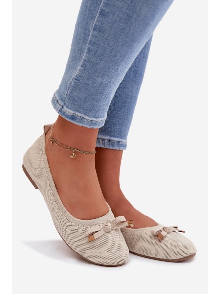 Beige Balerinas with Bow Amelivra