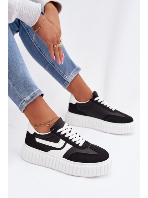 Women's Platform Sneakers With Eco Suede Black Cadrina