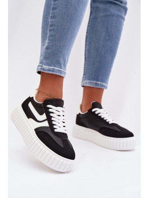 Women's Platform Sneakers With Eco Suede Black Cadrina 2