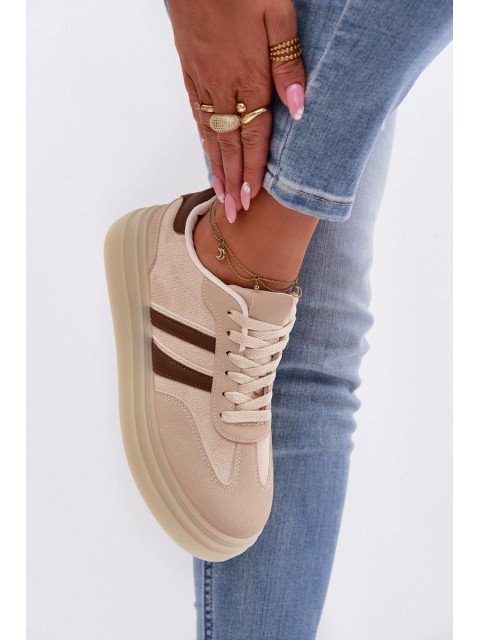 Women's Platform Sneakers Beige Galleria