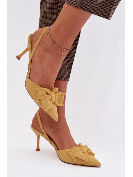 Women's High Heel Sandals with Bow Yellow Hestia