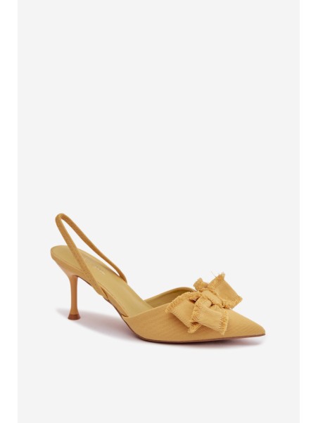 Women's High Heel Sandals with Bow Yellow Hestia