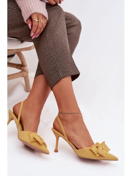 Women's High Heel Sandals with Bow Yellow Hestia