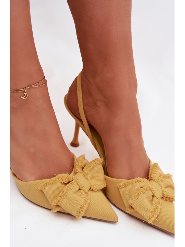 Women's High Heel Sandals with Bow Yellow Hestia