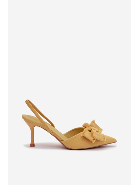 Women's High Heel Sandals with Bow Yellow Hestia