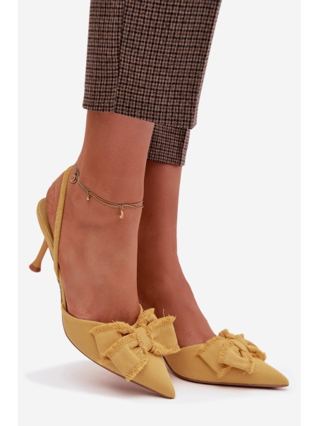 Women's High Heel Sandals with Bow Yellow Hestia
