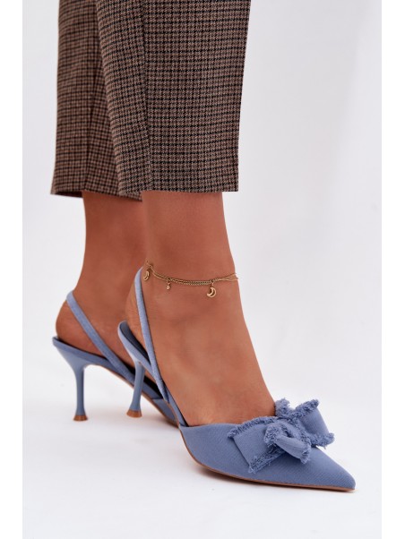 Women's High Heel Sandals With Bow Blue Hestia