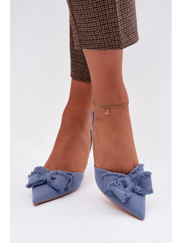 Women's High Heel Sandals With Bow Blue Hestia 2