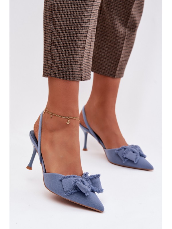 Women's High Heel Sandals With Bow Blue Hestia