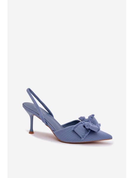 Women's High Heel Sandals With Bow Blue Hestia