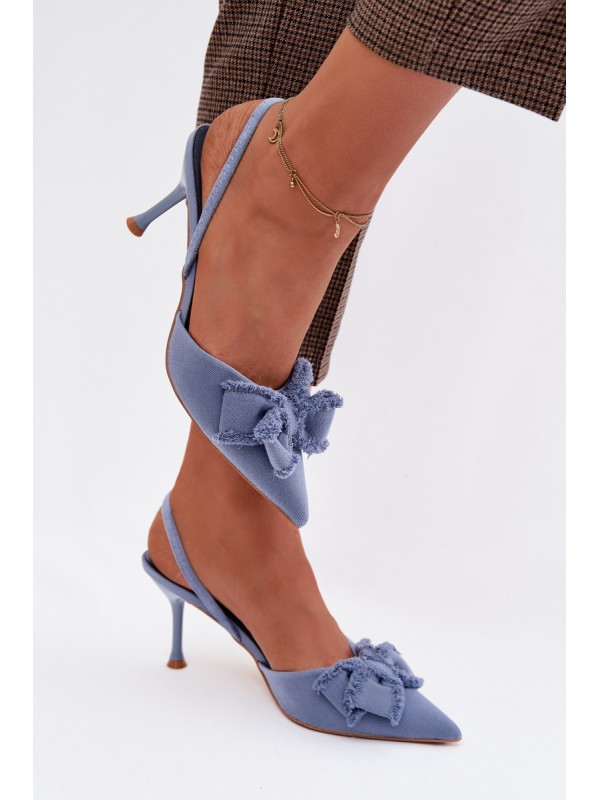 Women's High Heel Sandals With Bow Blue Hestia